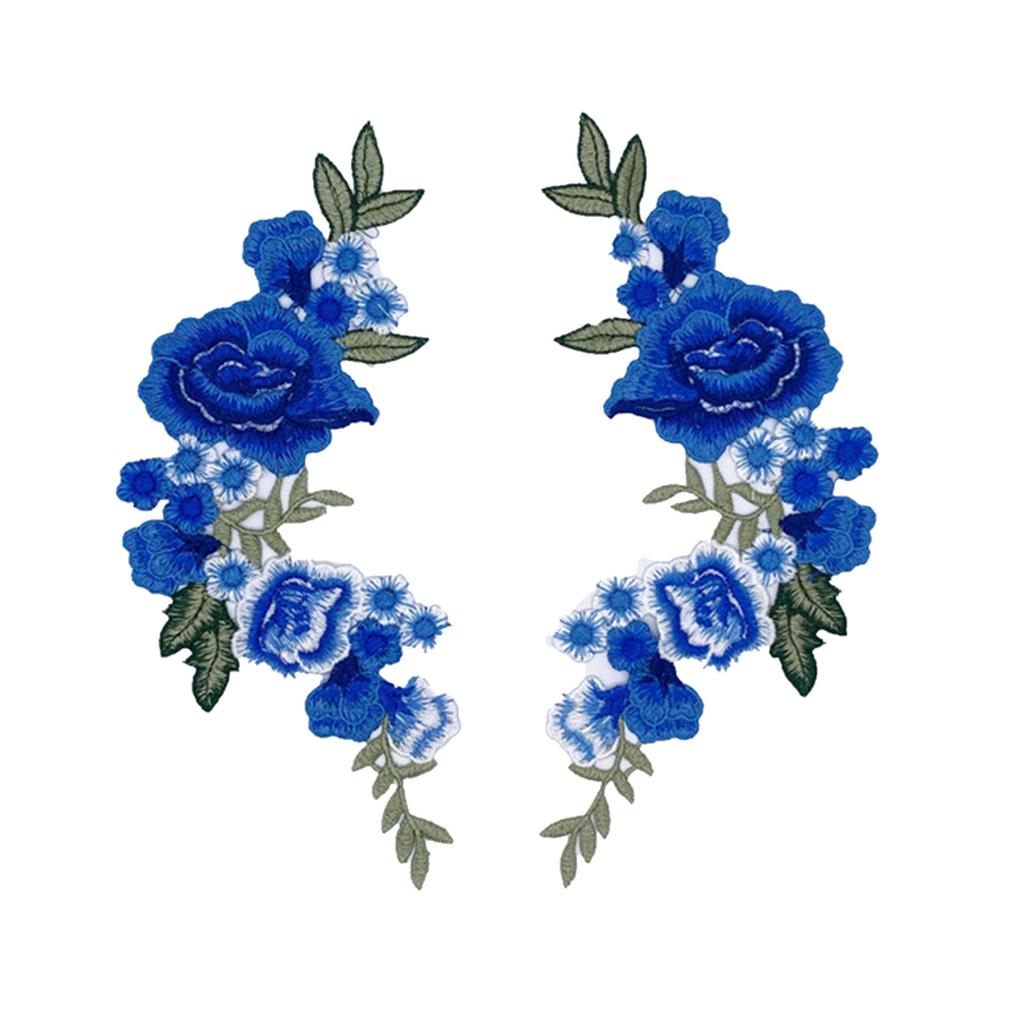 1 пара цветочных аппликаций из ткани, вышитых нашивок, нашивок с цветочной вышивкой для одежды, джинсов, курток, украшений