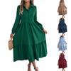 Women's Fashionable Solid Color Lapel Button Casual Loose Long Sleeved Shirt Dress