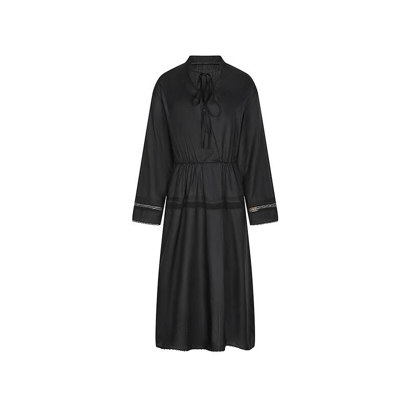 LESS 2025 Spring Collection Long Sleeve V-Neck Silk Dress