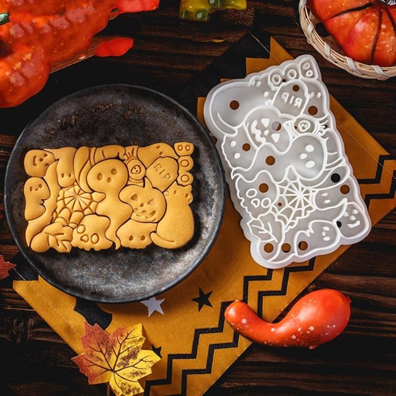 Plastic Cookie Molds Cartoon Halloween Cookie Cutter Biscuit Mold Cookie Decorating Tool Fondants Molds Dishwasher Safe