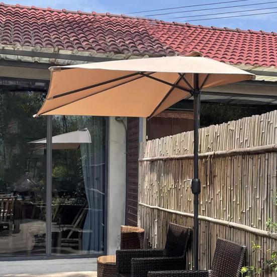 270CM Half Umbrella Replacement Canopy UV Protection Outdoor Garden Patio Backyard Parasol Market Table Top Umbrella Replacement Fabric Cloth Cover