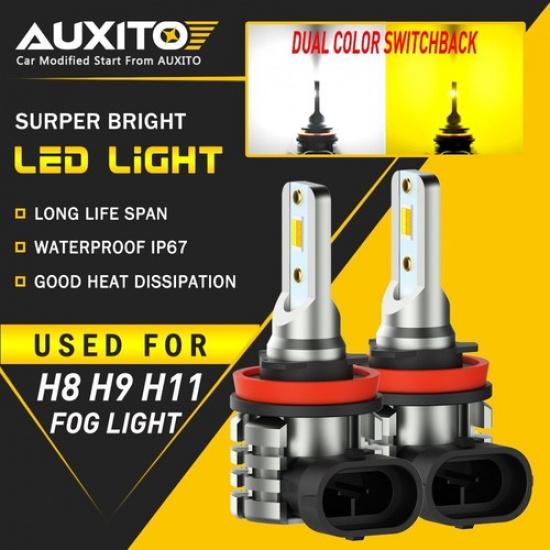 AUXITO Switchback H11 H16 H8 LED Fog Light Dual Color Yellow White 6000K L6 EOA