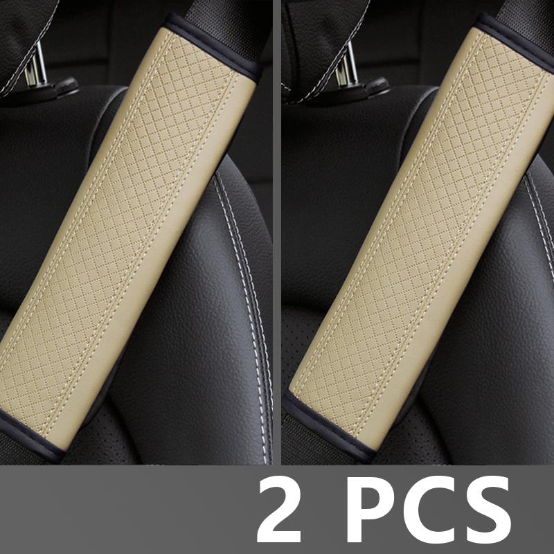 1/2Pcs PU Leather Car Seat Belt Shoulder Cover Embossed Safety Belt Protective Cover Comfortable Embroidered Auto Seatbelt Trim