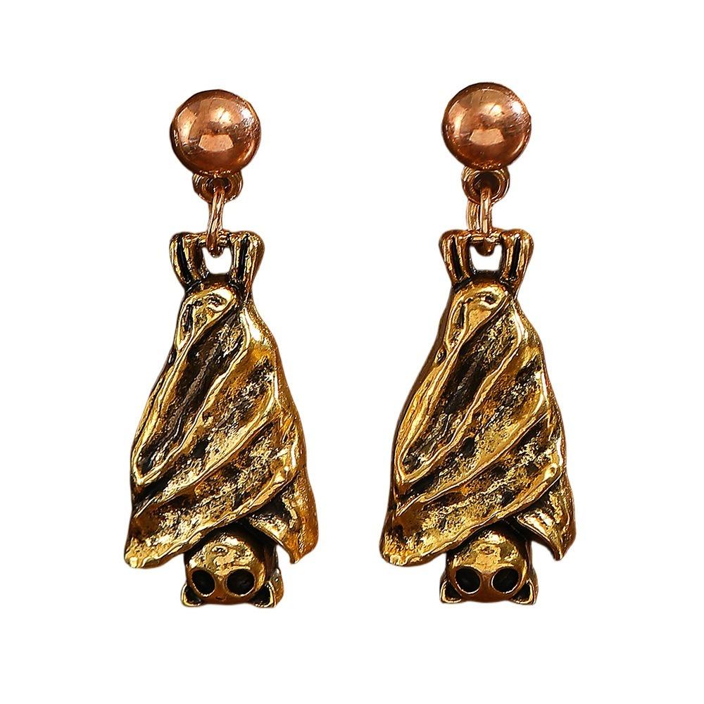 Gothic Style Halloween Upside-Down Bat Earring Stud Zinc Zinc Alloy Inverted Bat Earring Stud  Women