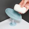 Soap Holder Drain Water Soap Dish Leaf Shape Soap Box Shower Soap Drainer Suction Cup Soap Container Modern Bathroom Accessories