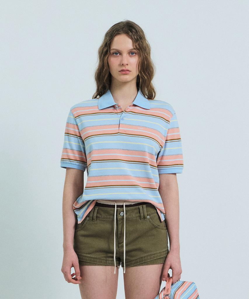 GROVE Рубашка-поло в полоску 26Ss Carell (розовый)