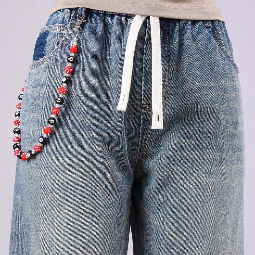 Billiard Ball Metal Pants Chain Zinc Zinc Zinc Alloy Punk Belt Chain Fashion Colorful Dice Waist Chain Male