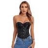 Винтажный корсетный кроп-топ «Рыбий скелет»: Кулиска, Утягивающая талия, Контроль живота, Без спины, Короткий боди-корсет с 4 крючками.
