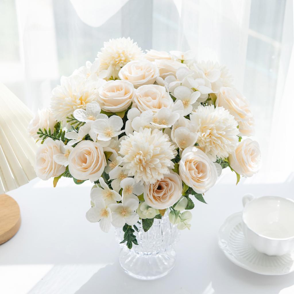Artificial Plastic Rose Flowers Centerpieces Fake Plants Wedding Room Home Party Gifts Handheld Arrangement Festival Diy table