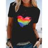 New Summer Rainbow Heart 3D Print T-shirt Women Man Short Sleeve T Shirts Harajuku Streetwear Tees Oversized Y2k Tops Girls Clothing