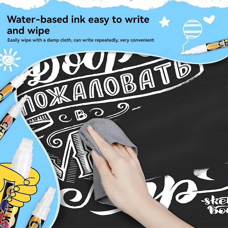 5 шт./набор Белые меловые маркеры - Жидкие маркеры для доски, Белый жидкий меловой маркер для окон, стекла - Наконечники 1, 3, 6, 10, 15 мм