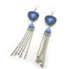 Les Trésors De Lily [N3708] - Silver Blue 'Navajos' Designer Earrings