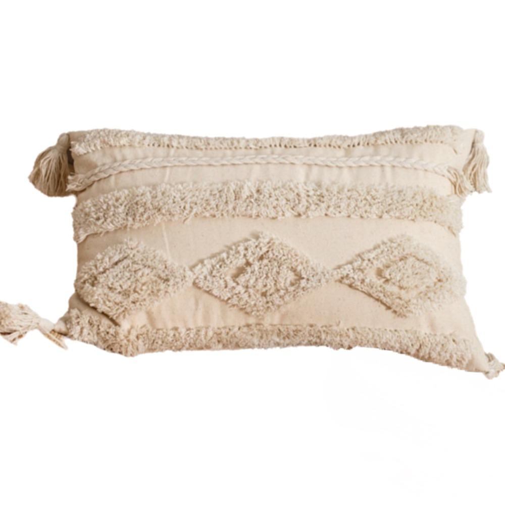 Vintage Tufted Fringed Cushion Cover Rustic Style Pillowslip Elegant Pillowcase Bed