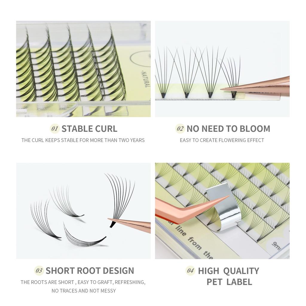 ANNAFRIS Готовые вееры для объема, короткие стержни, 10d наращивание ресниц, Cilios, мягкие норковые ресницы