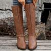 New Women Knee High Boots Autumn Winter Leather Women Warm Shoes Big Size Low Heels Platform Long Boots
