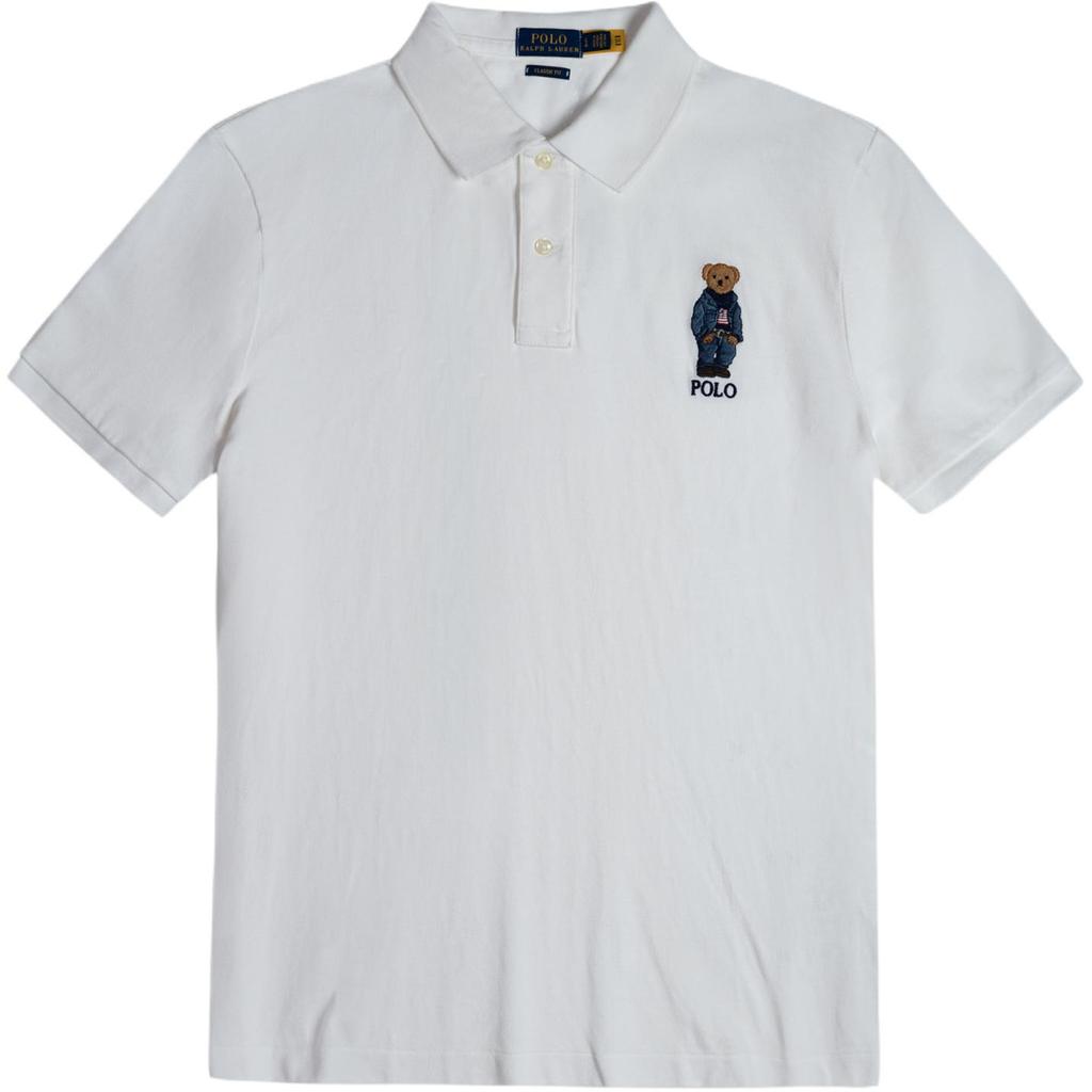 Polo Ralph Lauren SS25 Хлопковая футболка-поло с коротким рукавом и вышивкой логотипа-медведя Женские топы WMPOKNINN820338-100