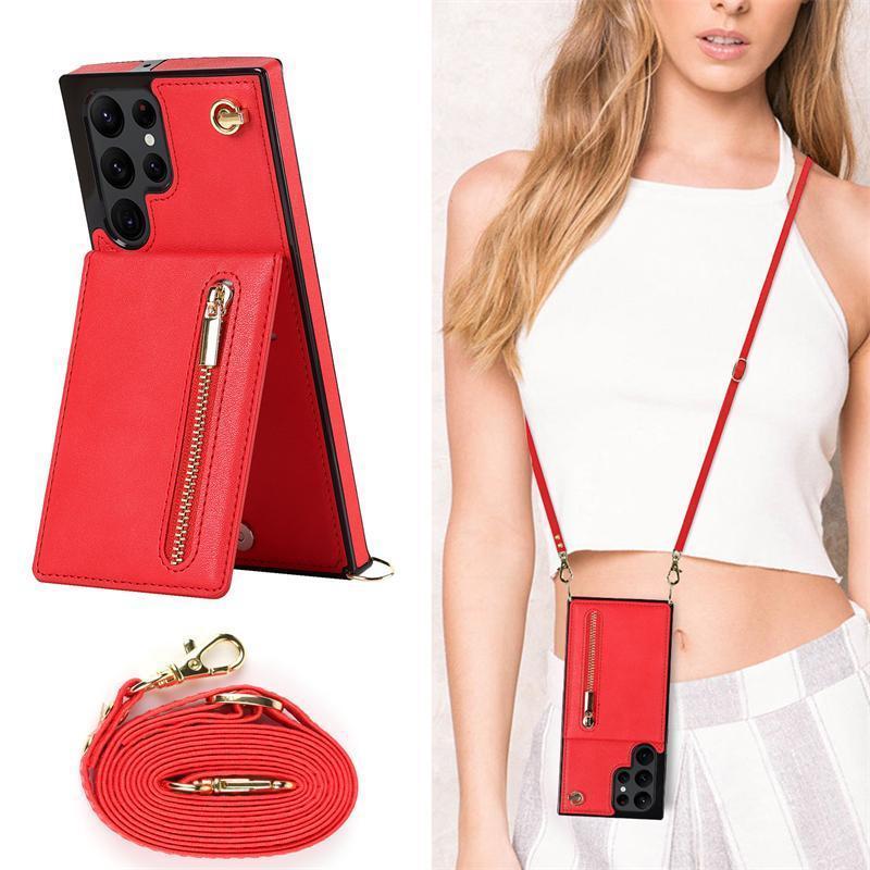 Fashion Zipper Card Bag Is Suitable for Samsung S22ultra Mobile Phone Case S21 + Insert Card S23 Anti-drop Note20.