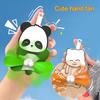 Hand-Crank Fan Cartoon Handheld Fan Cute Animal Shapes Portable Pocket Fan for Picnics Living Rooms Travel