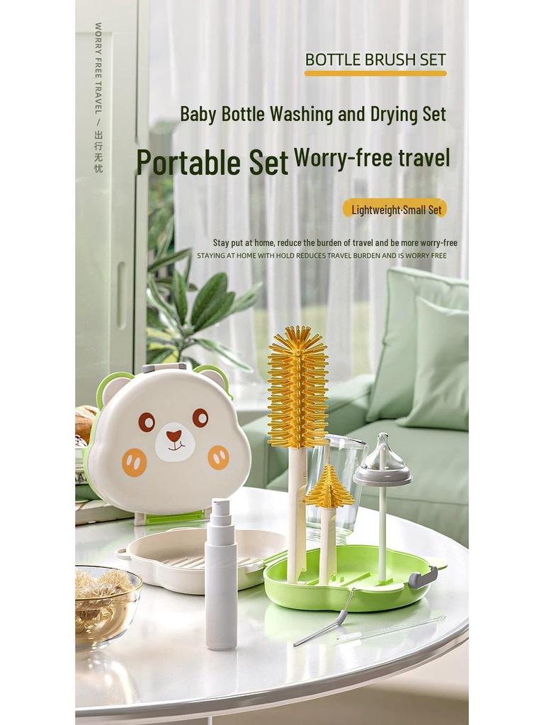 Портативный силиконовый набор для чистки детских бутылочек и сосок