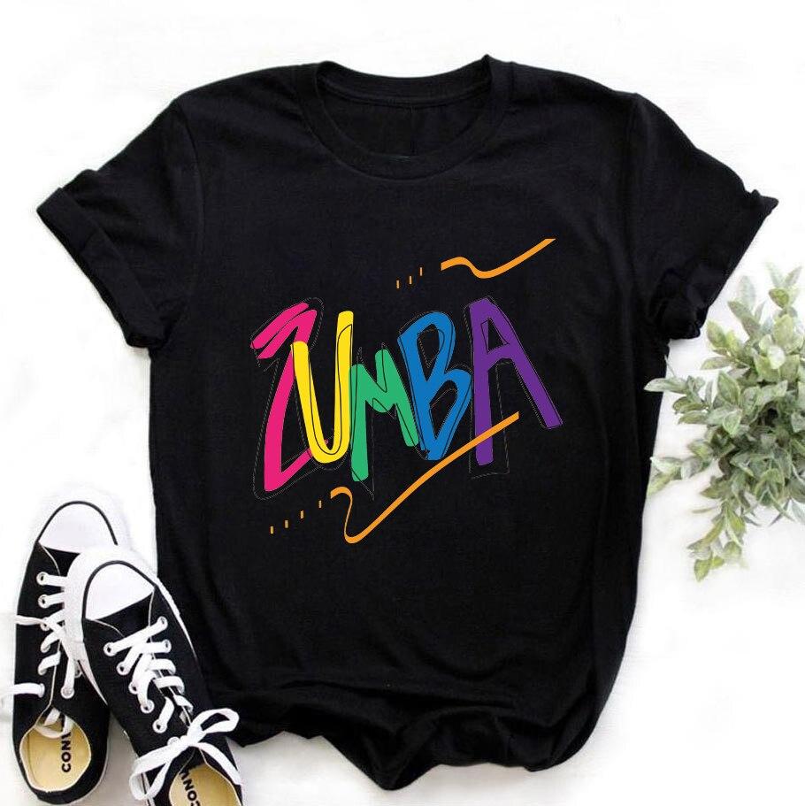 Топы с графическим принтом Черная футболка с принтом Love Zumba Dance