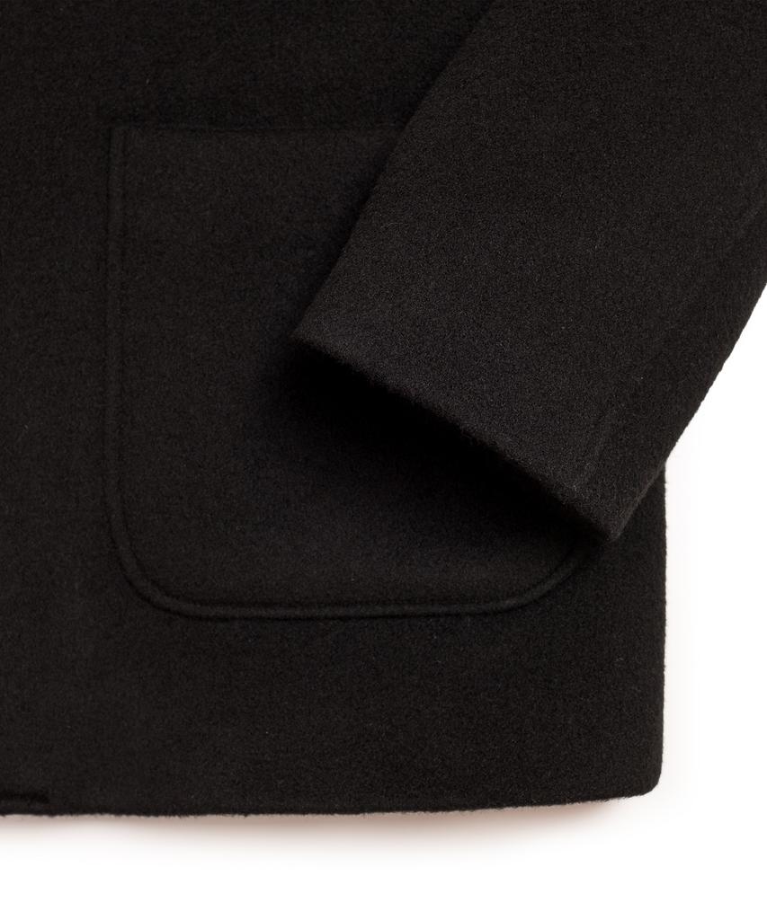 Cotton Bell Round Collar Duffle Coat - Black