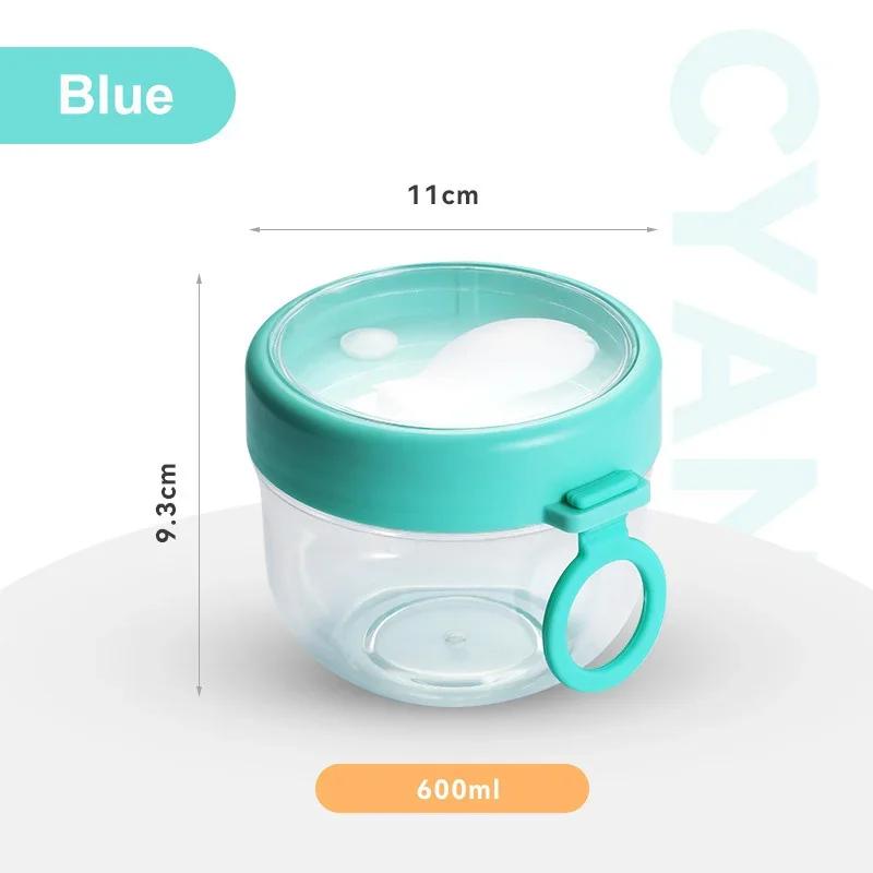 600ml Breakfast Cups with Spoon Oatmeal Salad Nut Yogurt Soup Cup Food Storage Container Microwave Milk Jar Bento Box Lunch Box