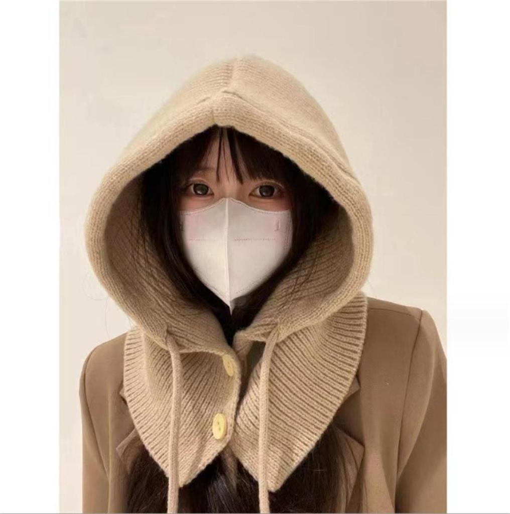 Взрослая ветрозащитная балаклава, съемный женский капюшон, регулируемый размер, теплая шапка для велоспорта, зимняя вязаная шапка-пуловер конфетного цвета для девочек