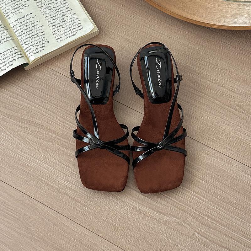 One word with high heels sandals women's head temperament open toe with skirt retro wedge heel shoes summer sandals