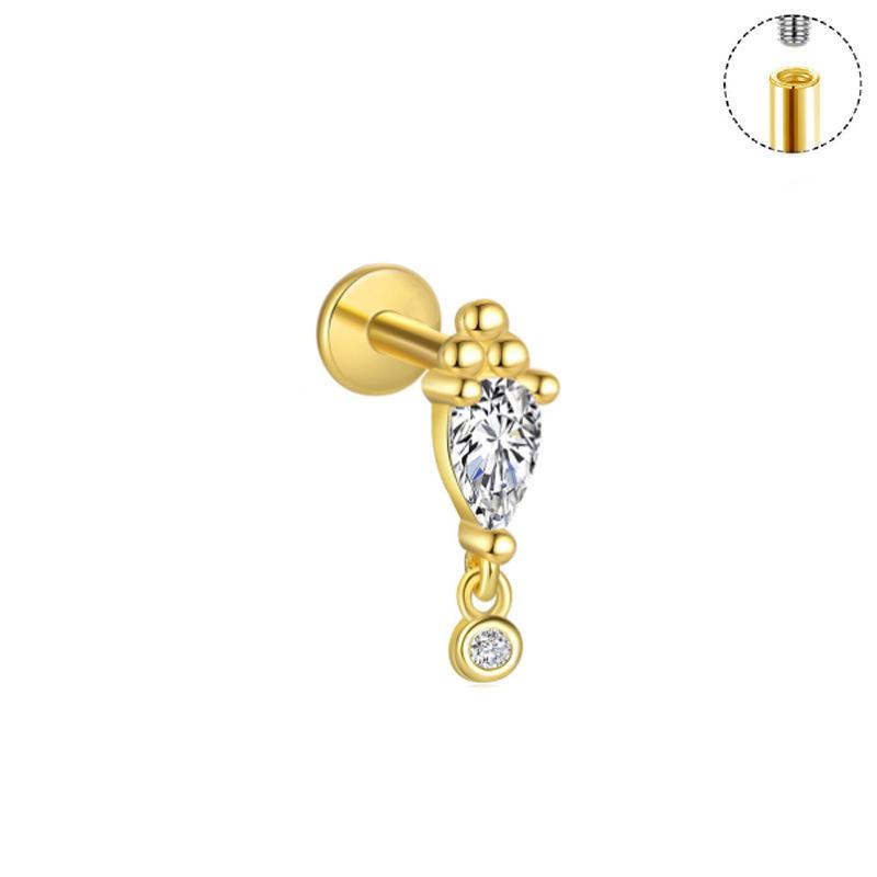 Титановая серьга-кафф с пятью маркизами, с плоской задней частью, в виде листа, для мочки уха, хряща уха (helix), лабрет-гвоздик, пирсинг, украшение