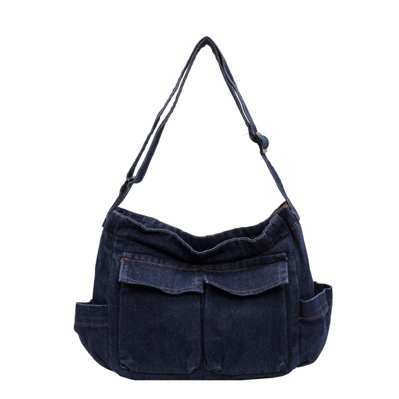 Женская сумка-тоут большой вместимости для поездок на работу из денима, сумка через плечо