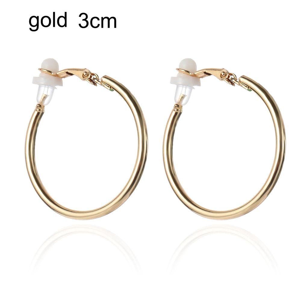 Пара ювелирных изделий золото серебро черный женская мода большой круг клипса на ухо без пирсинга серьги кольца