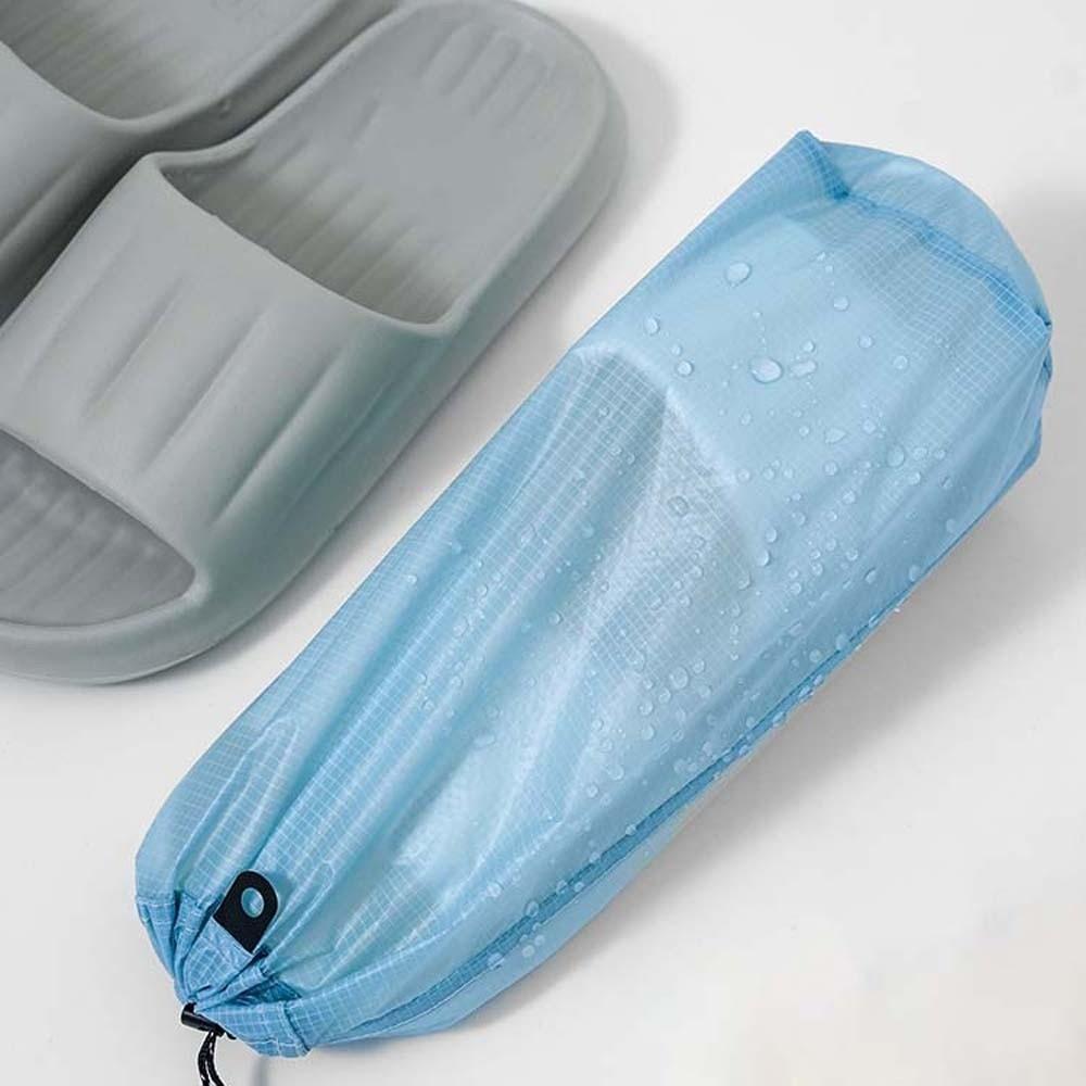 Silicon Coated Nylon Drawstring Shoes Bag Solid Color Umbrella Organizers Pouch Camping