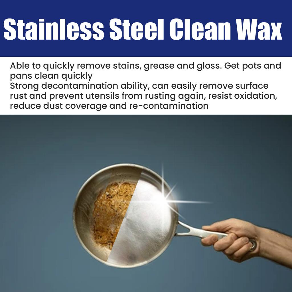 Паста для чистки нержавеющей стали 100 г с губкой. Чистящее средство для кухонных плит и посуды от стойких пятен и пригоревших остатков. Полироль для металла для кастрюль и сковородок.