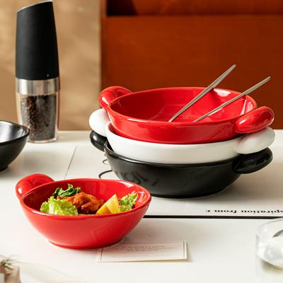 Бинауральная миска для выпечки, бытовая миска для духовки, миска для сыра, миска для запеченного риса, креативная керамическая миска высокой ценности, салатница, миска для пасты, суповая миска