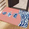 Coastal Area Rug Door Mat Timeless Carpet Floor Mat Red White Stripe Sea Creature Print for Entryway Washable Non-Slip Nordic