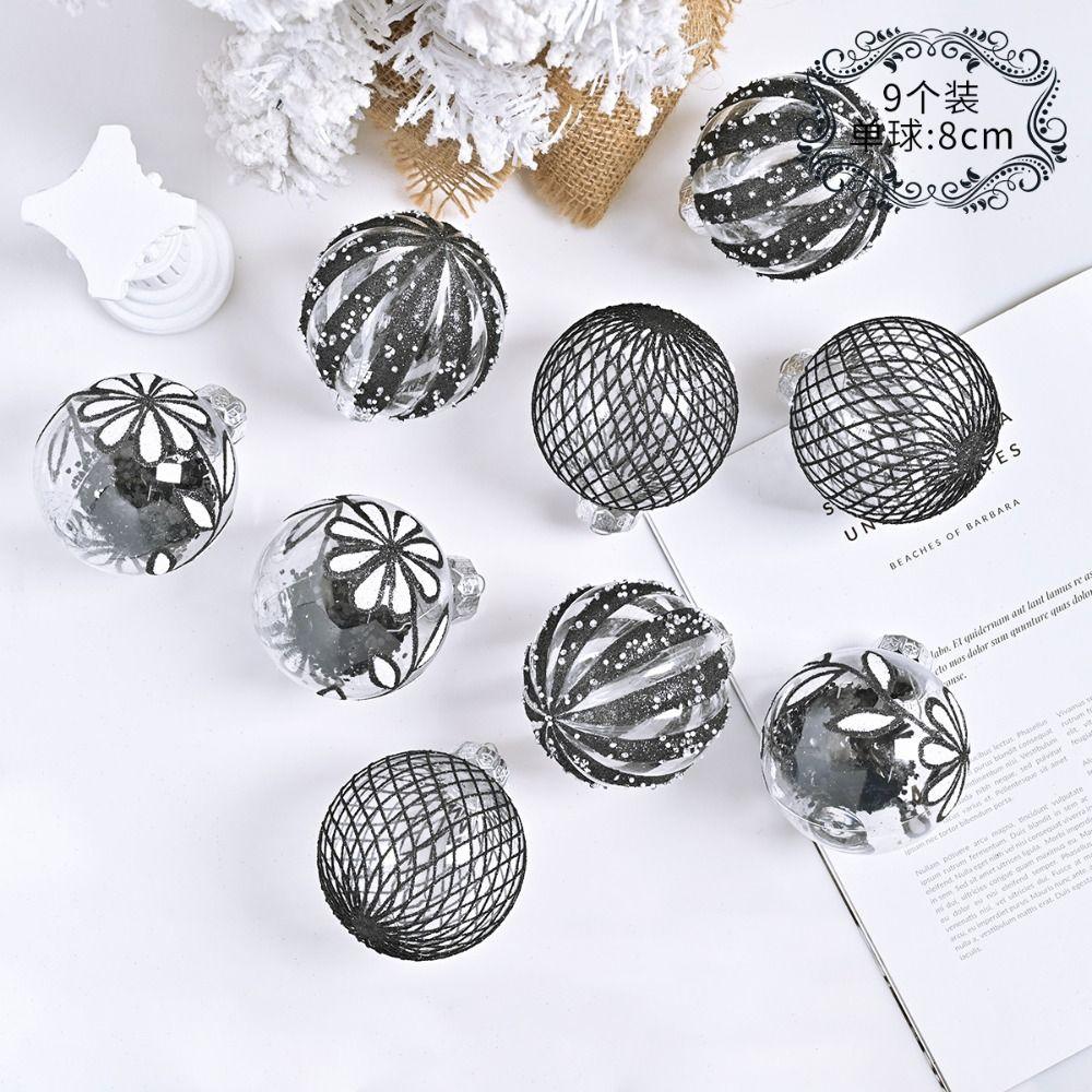 9pcs 8cm Painted Christmas Balls Pendant Christmas Tree Pendants  Home New Year Festival Gift