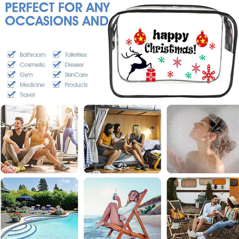 Прозрачная косметичка Рождественские украшения Креативная сумка из ПВХ Косметические кисти для хранения Дамы Женщины Рождественские подарки