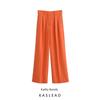 Kaslead New Women Clothes Western Style Fashion Mid-Waist Temperament Simple Casual Pleated Pants 2195677
