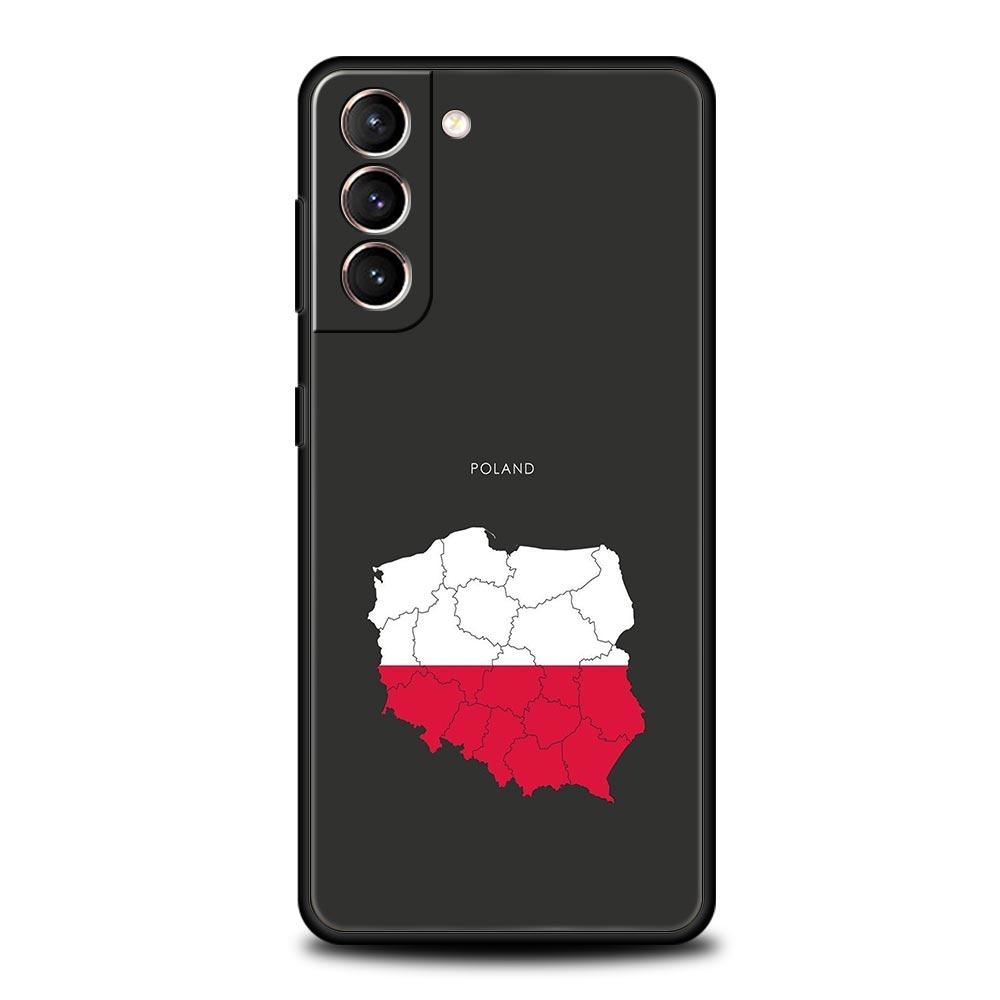 Польский флаг Мягкий чехол для телефона для Samsung Galaxy S25 Edge S24 Plus S23 FE S22 S21 S20 Ultra 5G S10 Черный Защитный чехол