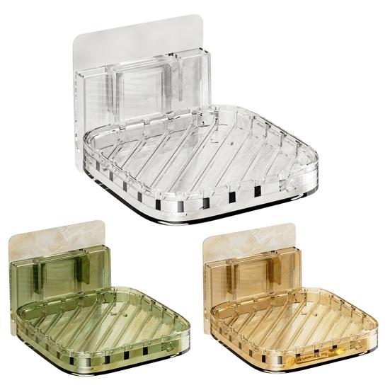 Wall-mounted Soap Box with Removable Drainage Tray Strong Load-bearing Self Adhesive Easy