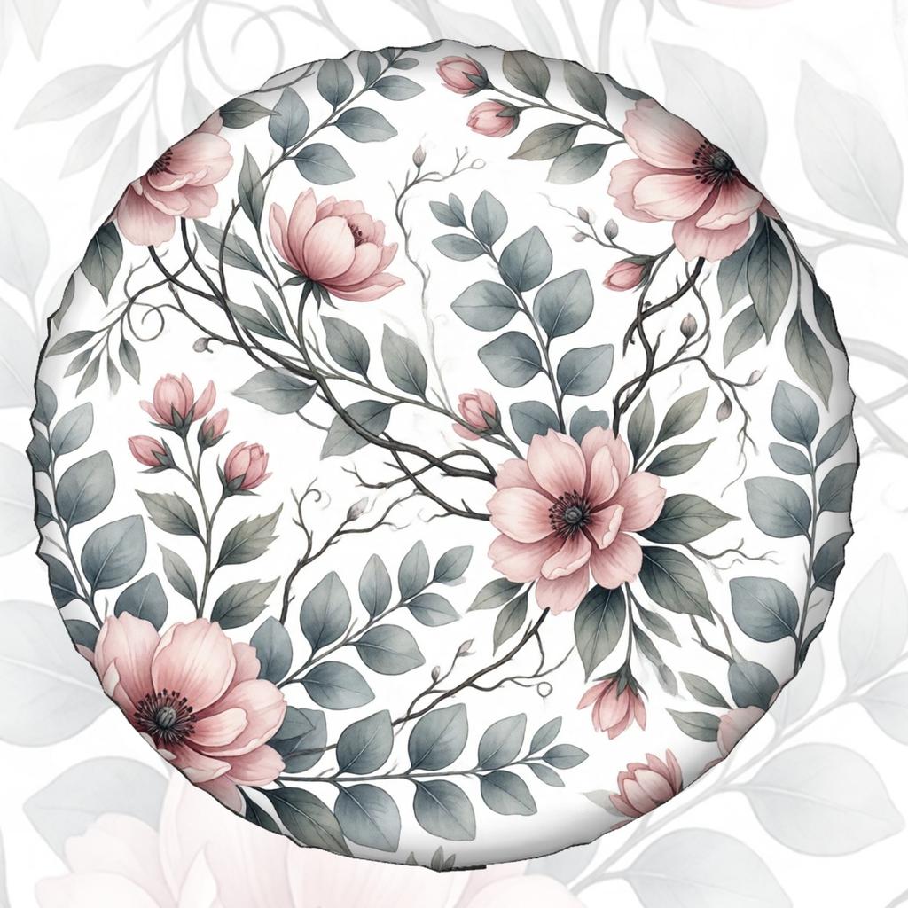 1pc Spare Tire Cover Watercolor Floral Vine Pattern Weatherproof Dustproof Wheel Protectors Universal Wheel Covers Fit For Trail