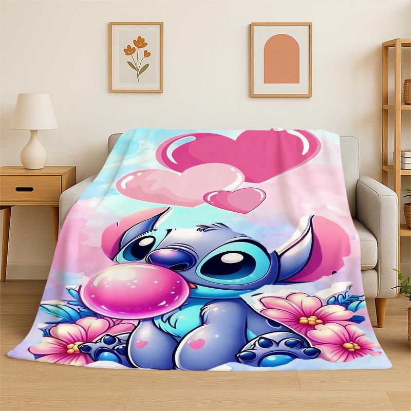 Cute S-Stitch Cartoon Soft Flannel Throw Blanket,Cozy Blanket for Bed,Couch,Sofa,Bedroom,Living Room,Travel,Picnic kids Camping