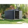 Abri de jardin en métal 8,84 m² - 277 x 319 x 202 cm - VELASCO - Kit d'ancrage inclus, 2 portes battantes - Gris