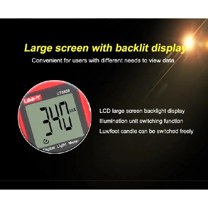 UNI-T UT383S Light Meter Luxmeter Digital 200,000 LUX Luminance Lux Fc Test Max Min Illuminometers Professional Photometer