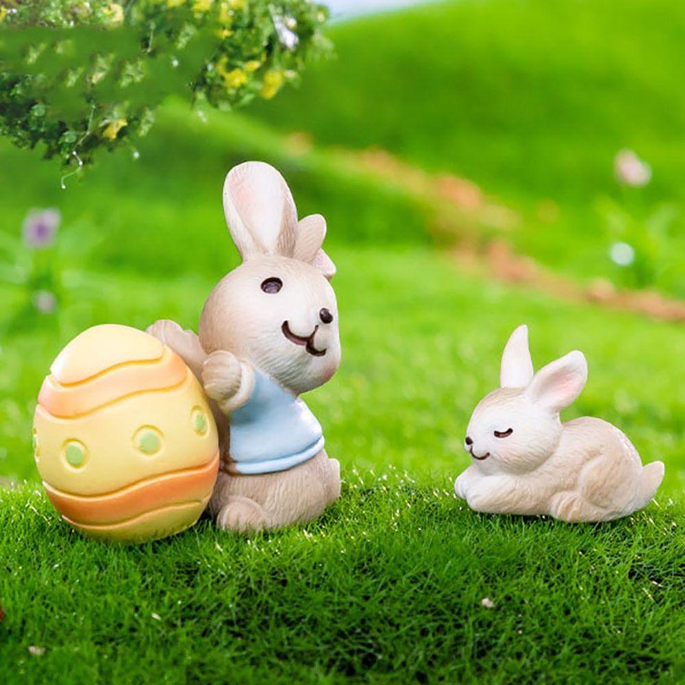 Пасхальное яйцо, миниатюрные безделушки, смоляная мультяшная статуя Бууни, подарок, мини-фигурка пасхального кролика