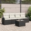 VidaXL 5-Piece Garden Sofa Set with Cushions Black Poly Rattan 3345907