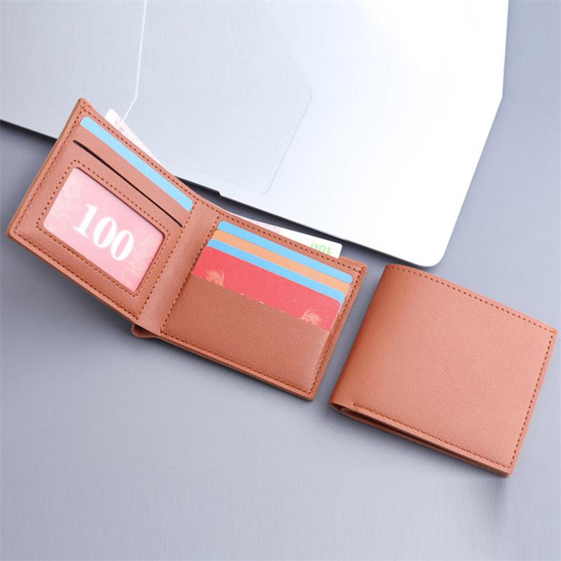 Fashion Men Solid Color Wallet Short Style Wallets Pu Leather Money Clips with Multiple Card Slots Wallet Men Purses