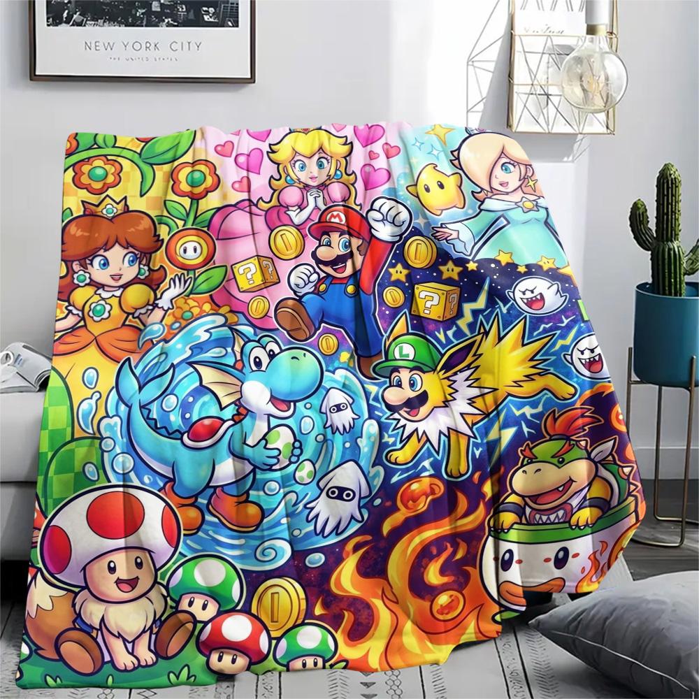 Super Mario Print Flannel Blanket, Ultra Soft High Quality All Seasons Warm Throw, Home Decor Cozy Blanket, Perfect Christmas Gift