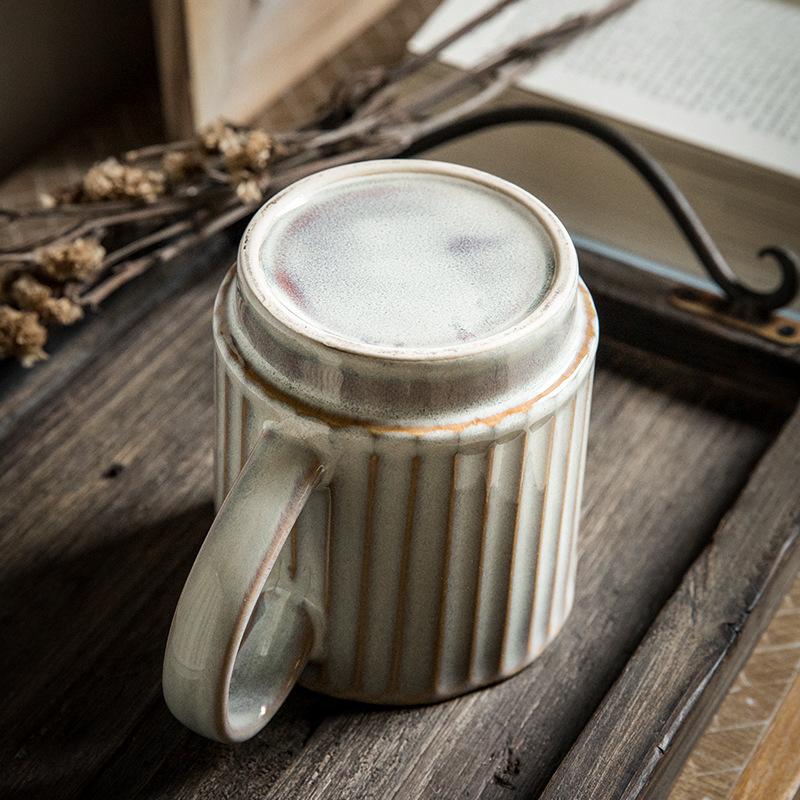 Кружка Lotte в стиле ретро с рельефом, керамическая чашка для воды, кофейная чашка для кофейни, кейтеринга, аутлет