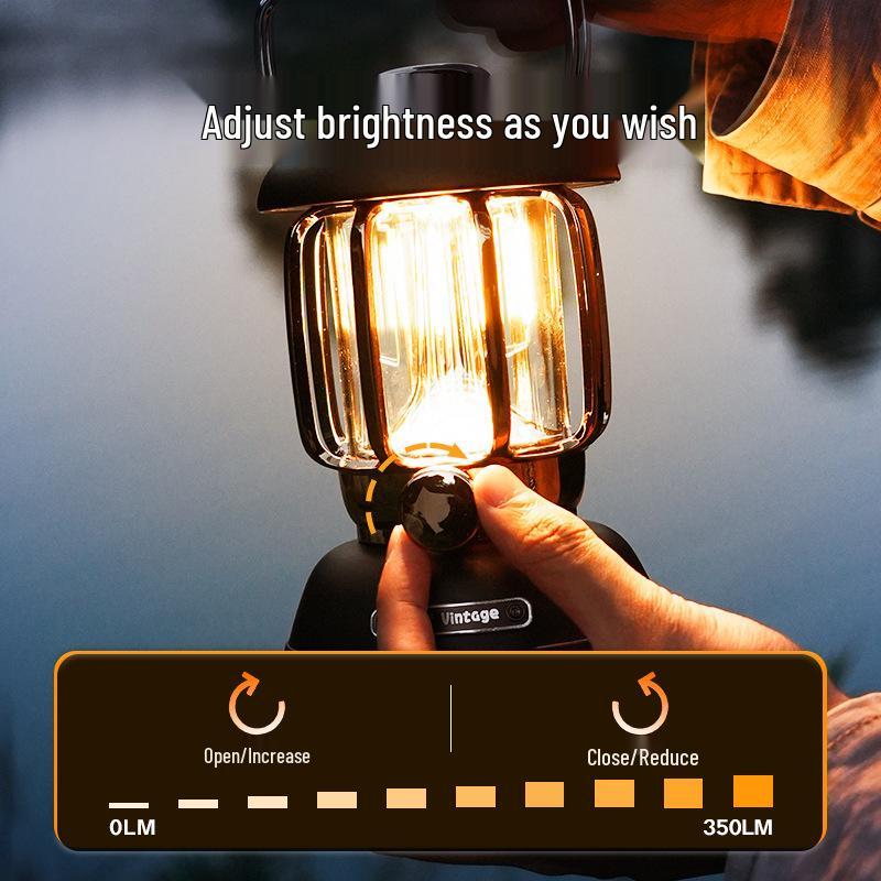 Vintage Rechargeable Camping Lantern - Super Long Battery Life, Outdoor Tent Light, Handheld Kerosene-Style Atmosphere Lamp